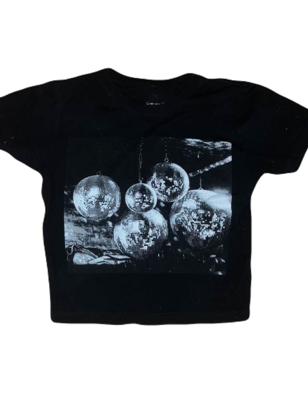 SOLDSource Unknown Black Tee with Silver Disco Ball Graphic